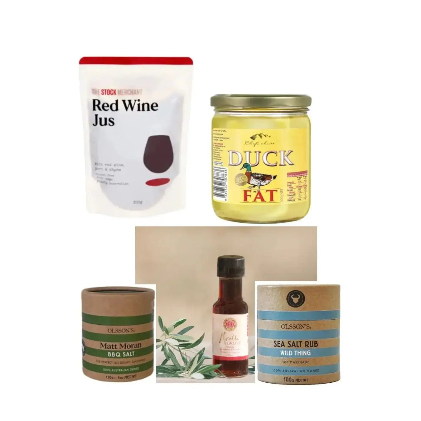 Christmas Dinner Condiments Gift Pack – Duck Fat, Red Wine Jus, Salts & Cherry Balsamic Petits Tresors