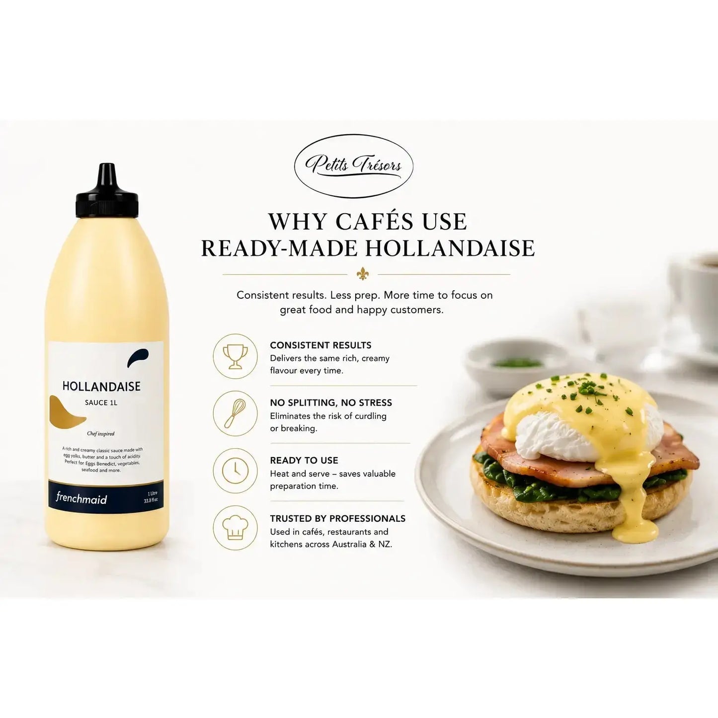 Frenchmaid Hollandaise Sauce 1L | Ready-to-Use Eggs Benedict & Brunch Sauce - Petits Tresors