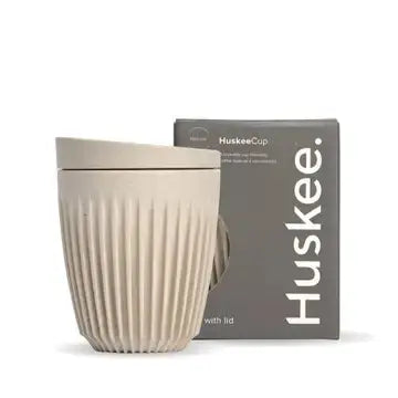 HuskeeOriginal | Reusable Coffee Cup with Lid 8oz 236ml Natural Huskee