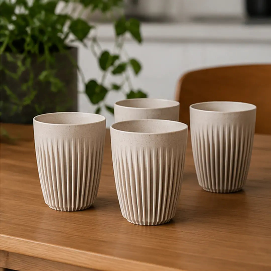 HuskeeOriginal 12oz Natural Reusable Coffee Cups 4 Pack
