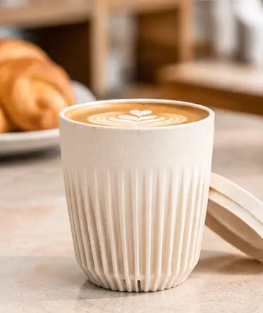 HuskeeOriginal | Reusable Coffee Cup with Lid 8oz 236ml Natural