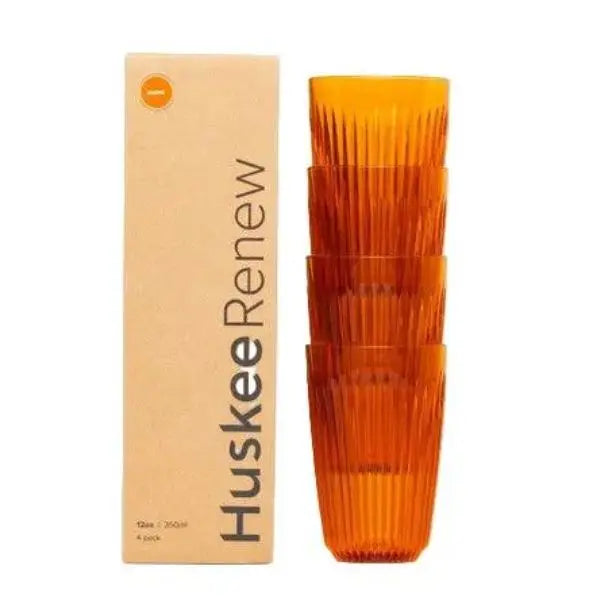 HuskeeRenew 12oz 4-Pack Amber – Sustainable Reusable Coffee Cups Huskee