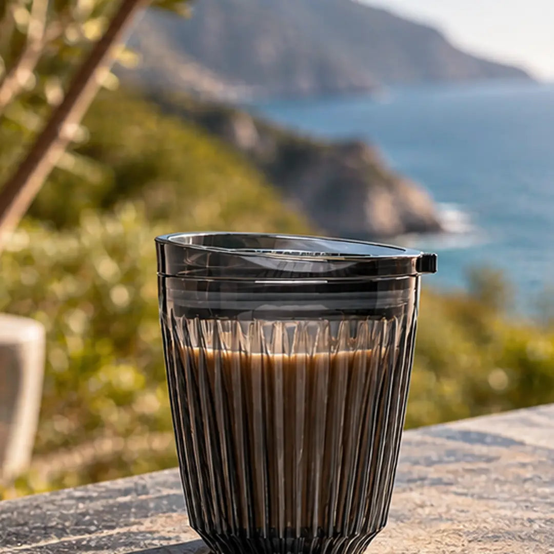 HuskeeRenew 8oz Smoke Reusable Coffee Cup with Lid – 236ml