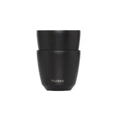 HuskeeSteel Black 3oz Espresso Set – 2 Cups with Brushed Stainless-Steel Interior Huskee