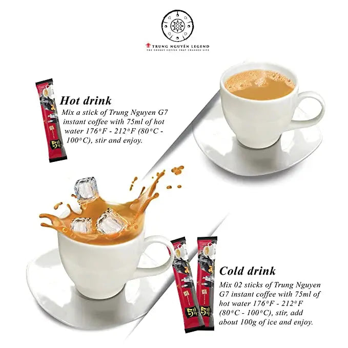 Trung Nguyen Legend G7 Coffee mix 3 in 1 Vietnamese Instant Coffee 20 Packets Trung Nguyen