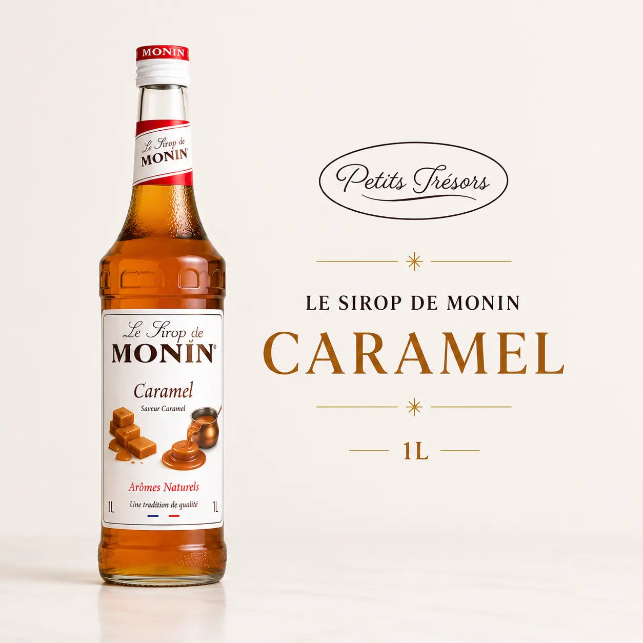 Le Sirop de MONIN Caramel Syrup 1L | Coffee, Desserts & Cocktails - Petits Tresors