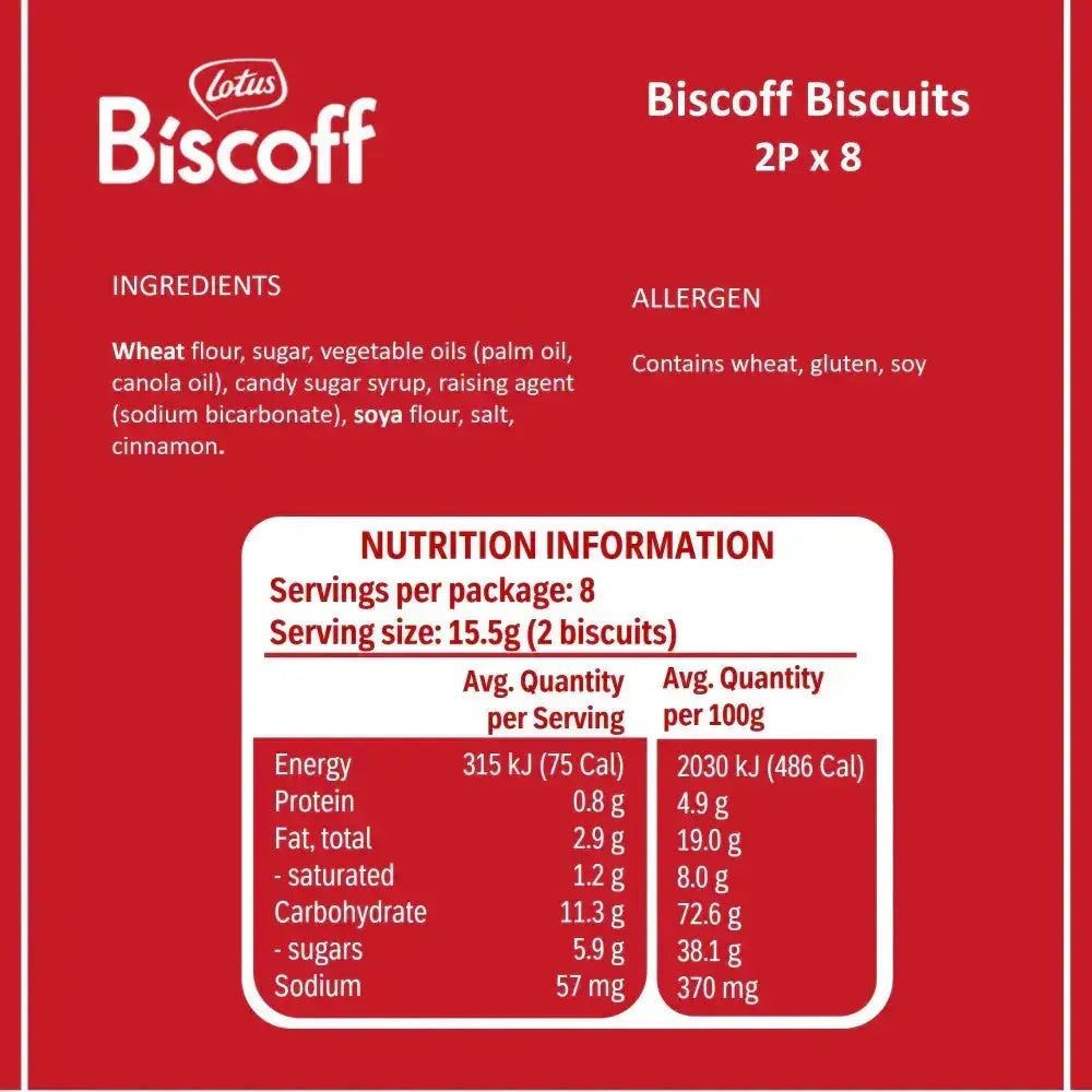 Lotus Biscoff Classic Biscuits 8 x 2pack 124g Biscoff