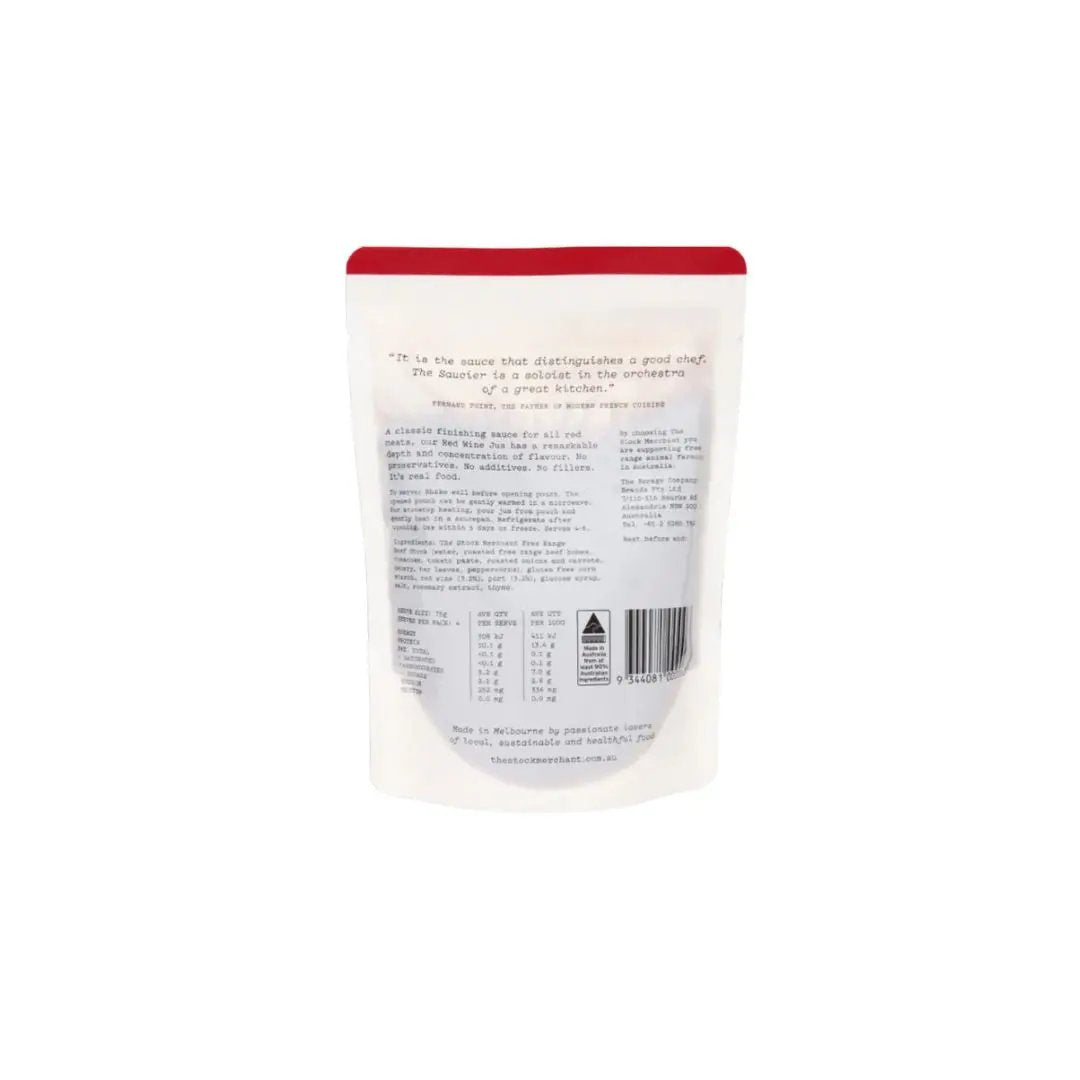 Red Wine Jus – Concentrated Beef Stock Reduction with Red Wine (300 g, Serves 4-6) The Stock Merchant Sauces