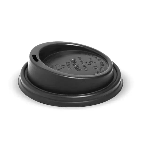 Small Black PLA BioCup Lid | 80mm BioPak