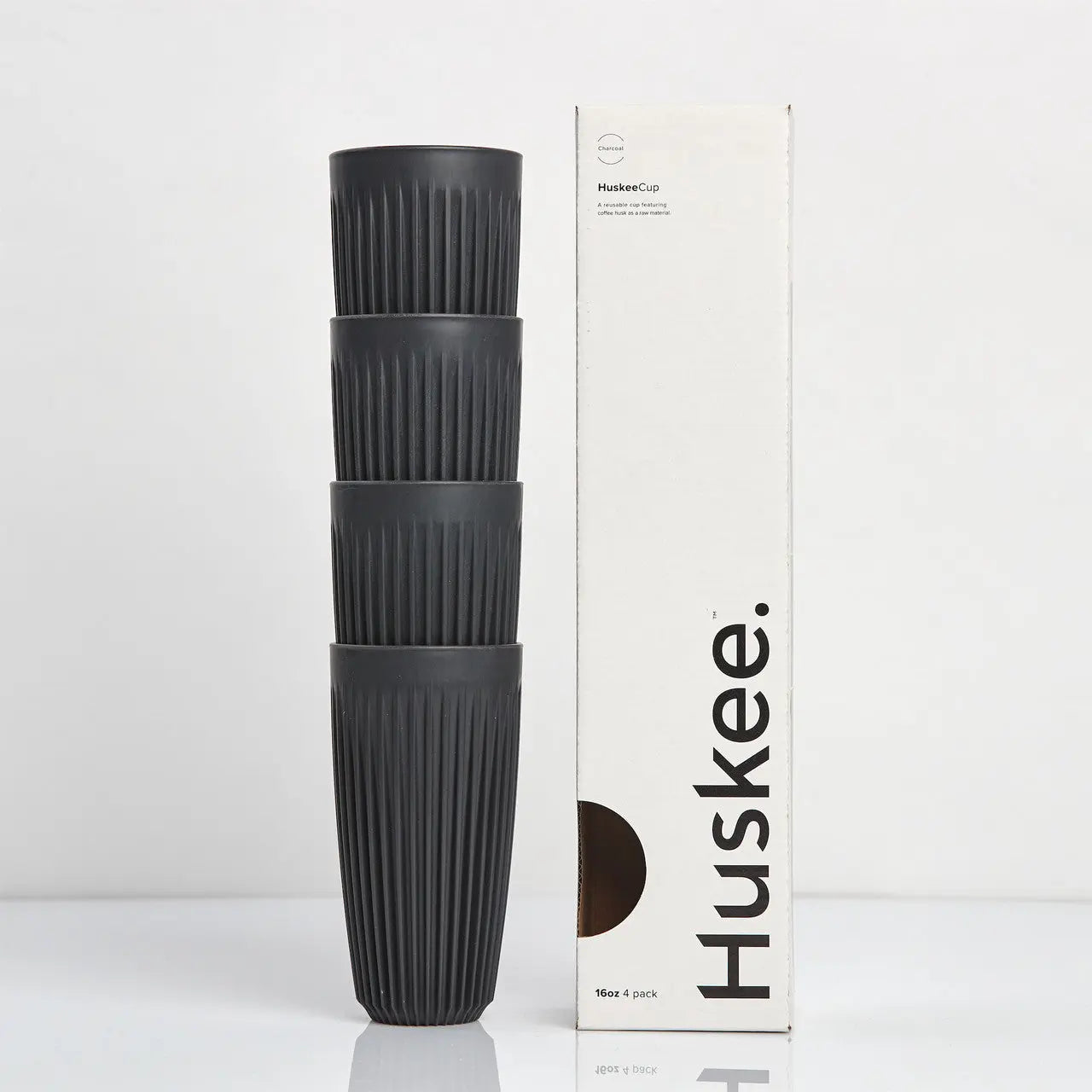 HuskeeCup 16oz Charcoal (4 Pack) Package