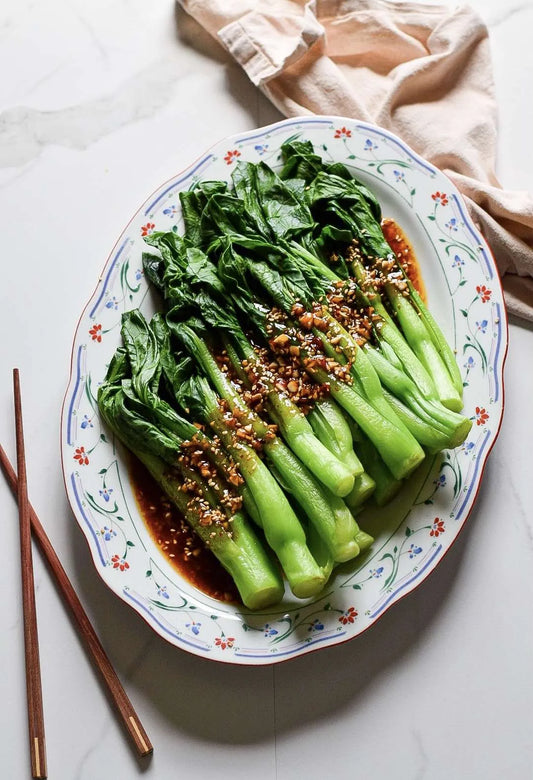 Picture of Chinese Broccoli with Garlic Chilli Oil on a plate