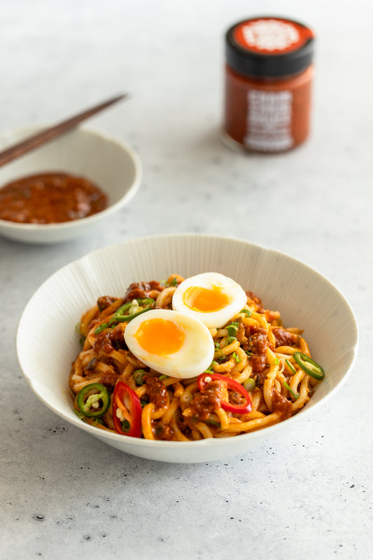 Bowl of Ssamjang Udon with Cham Cham Sauce