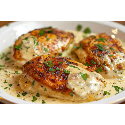 Garlic Butter Chicken With Creamy Cottage Cheese Sauce
