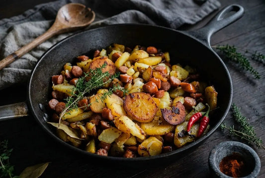 Crispy fried potatoes with smoked herring