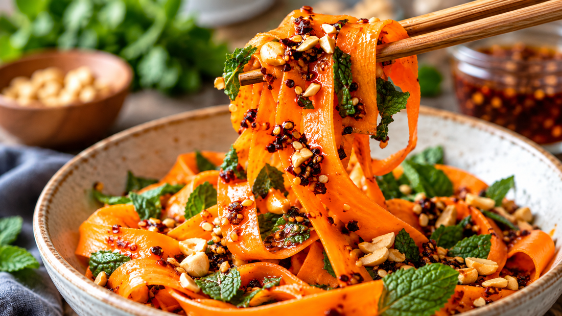 Chilli Crisp Carrot Ribbon Salad