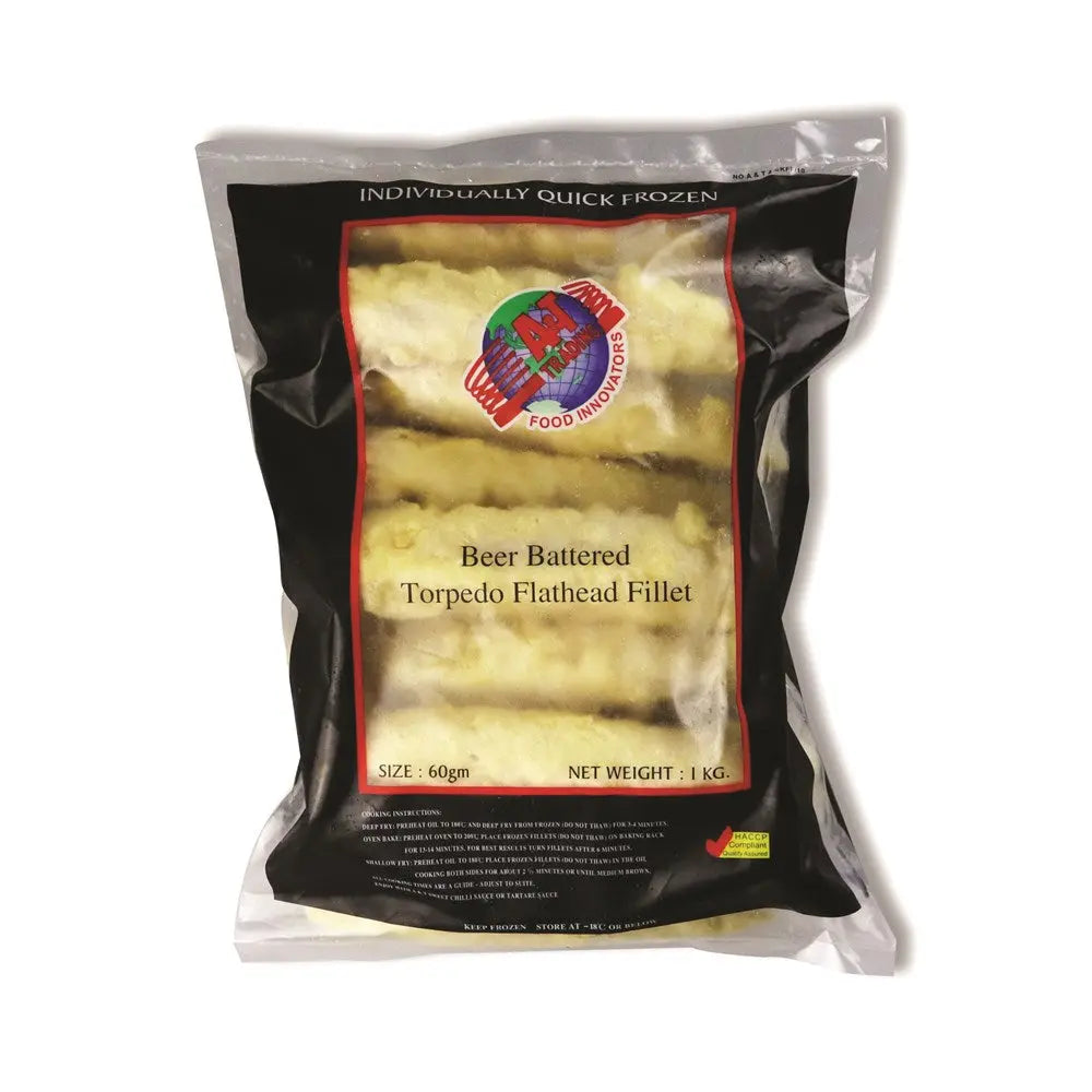 Crispy Beer-Battered Flathead Fillets – 60 g (3 kg Bulk Pack) A&T
