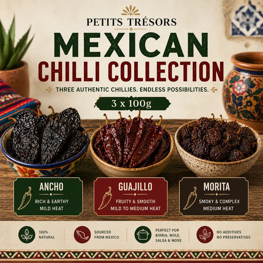 Dried Ancho, Guajillo and Morita Chillies Bundle – 3 x 100g - Petits Tresors