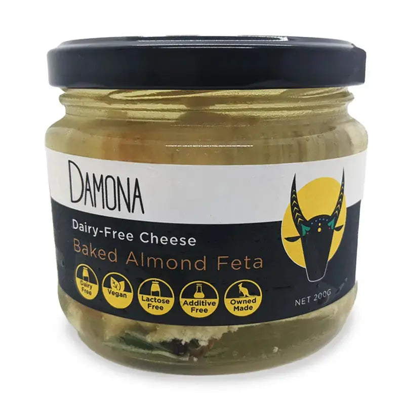 Baked Almond Feta Dairy-Free Cheese by Damona Damona