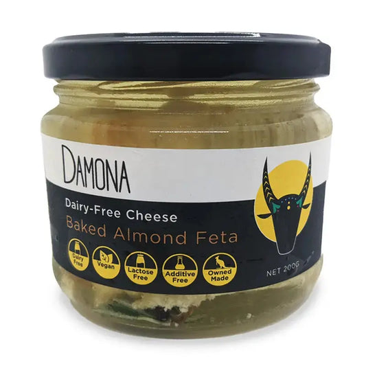 Baked Almond Feta Dairy-Free Cheese by Damona Damona