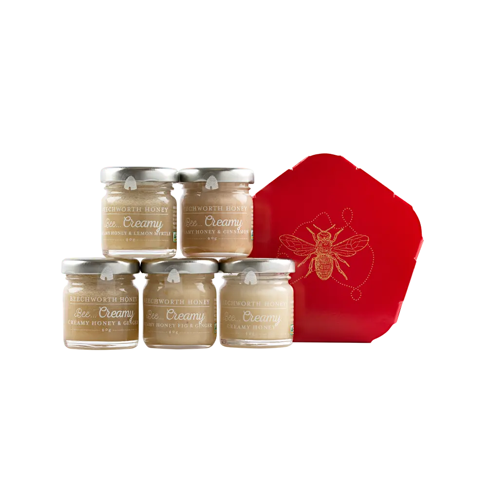 Beechworth Honey Bee Creamy Mini Collection – 5 Infused Creamed Honey Jars (40 g each) Beechworth Honey