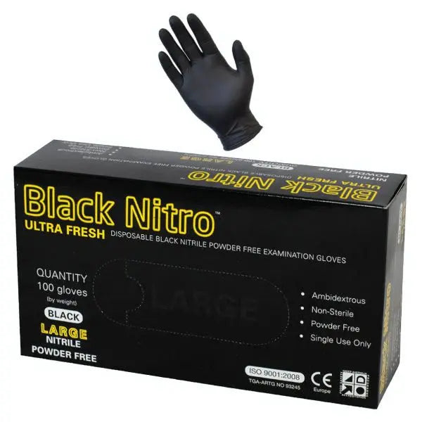 Black Nitrile Nitro Powder-Free Disposable Gloves – Heavy Duty Petits Tresors
