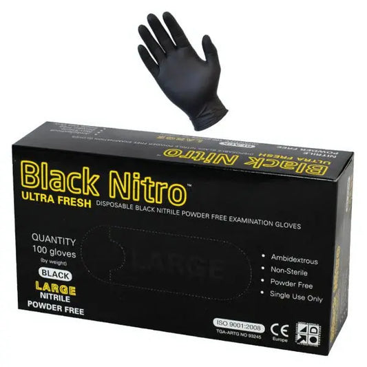 Black Nitrile Nitro Powder-Free Disposable Gloves – Heavy Duty Petits Tresors