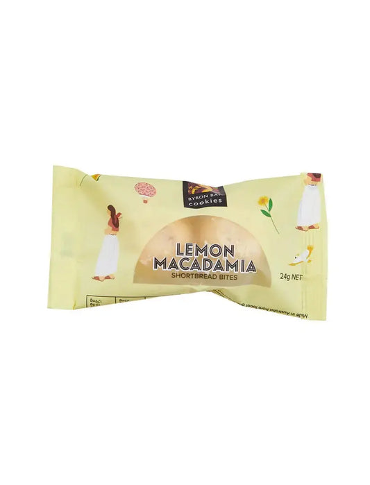 Byron Bay Lemon & Macadamia Shortbread Cookie Bites – 25 g Mini Treats Byron Bay Cookies