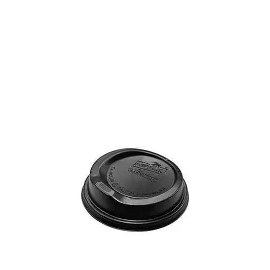 Black Polystyrene Coffee Cup Lids – 86mm Ø (Fits 8/12/16oz Cups) Castaway