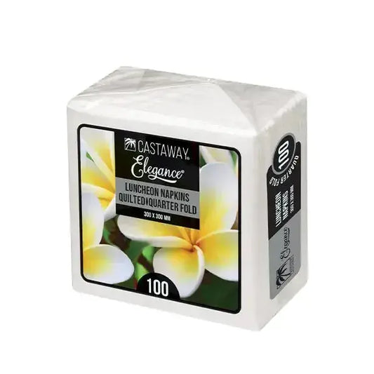 White Luncheon Napkins 2 Ply 300 x 300mm | 100 Pack Castaway