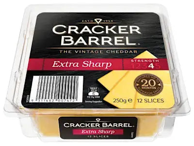 Cracker Barrel (Australia) Cheddar Vintage Extra Sharp Slices 250gm Bega