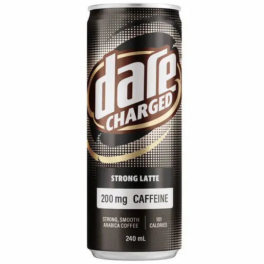 Dare Charged Strong Latte 240mL – High-Caffeine Iced Coffee Boost Bega