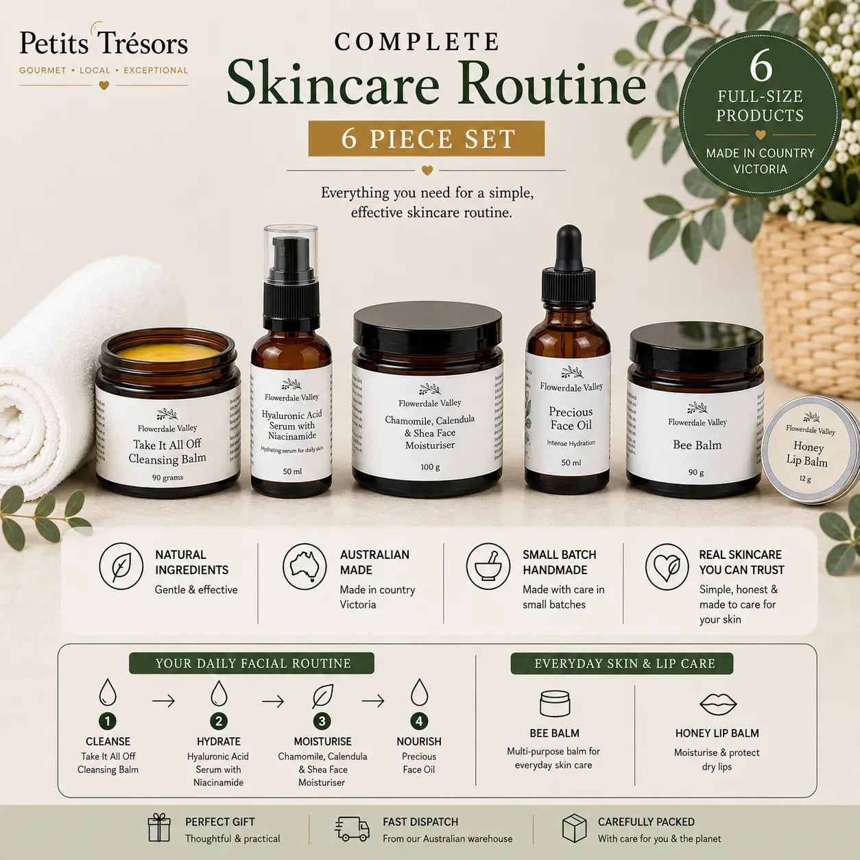 Flowerdale Valley Complete Skincare Routine 6 Piece Set
