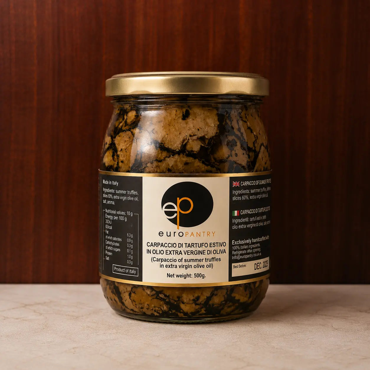 EuroPantry | Truffle Carpaccio 80g, 500g | Thin slices of truffle in EV Olive Oil Euro Pantry