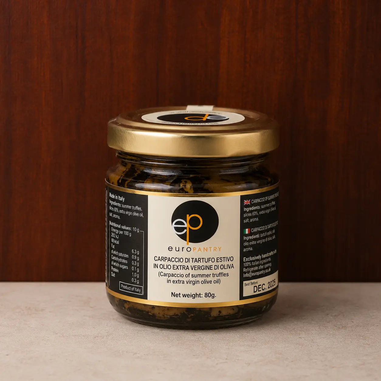 EuroPantry | Truffle Carpaccio 80g, 500g | Thin slices of truffle in EV Olive Oil Euro Pantry