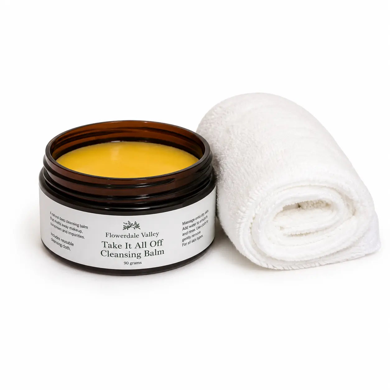 Flowerdale Valley Take It All Off Cleansing Balm + Cloth 90g