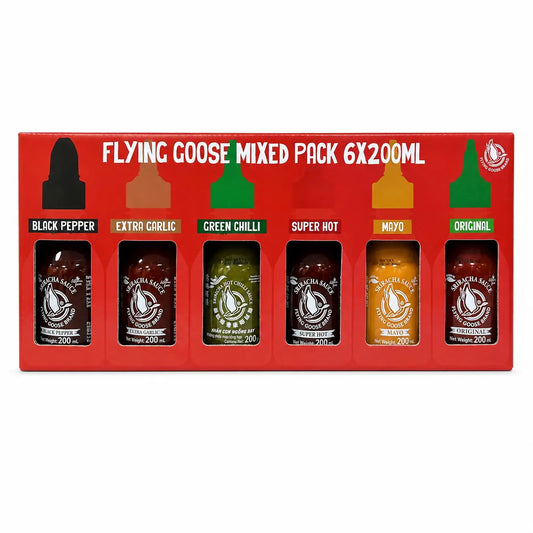 Flying Goose Sriracha Variety Pack (6 × 200 ml) – Vegan & Gluten-Free