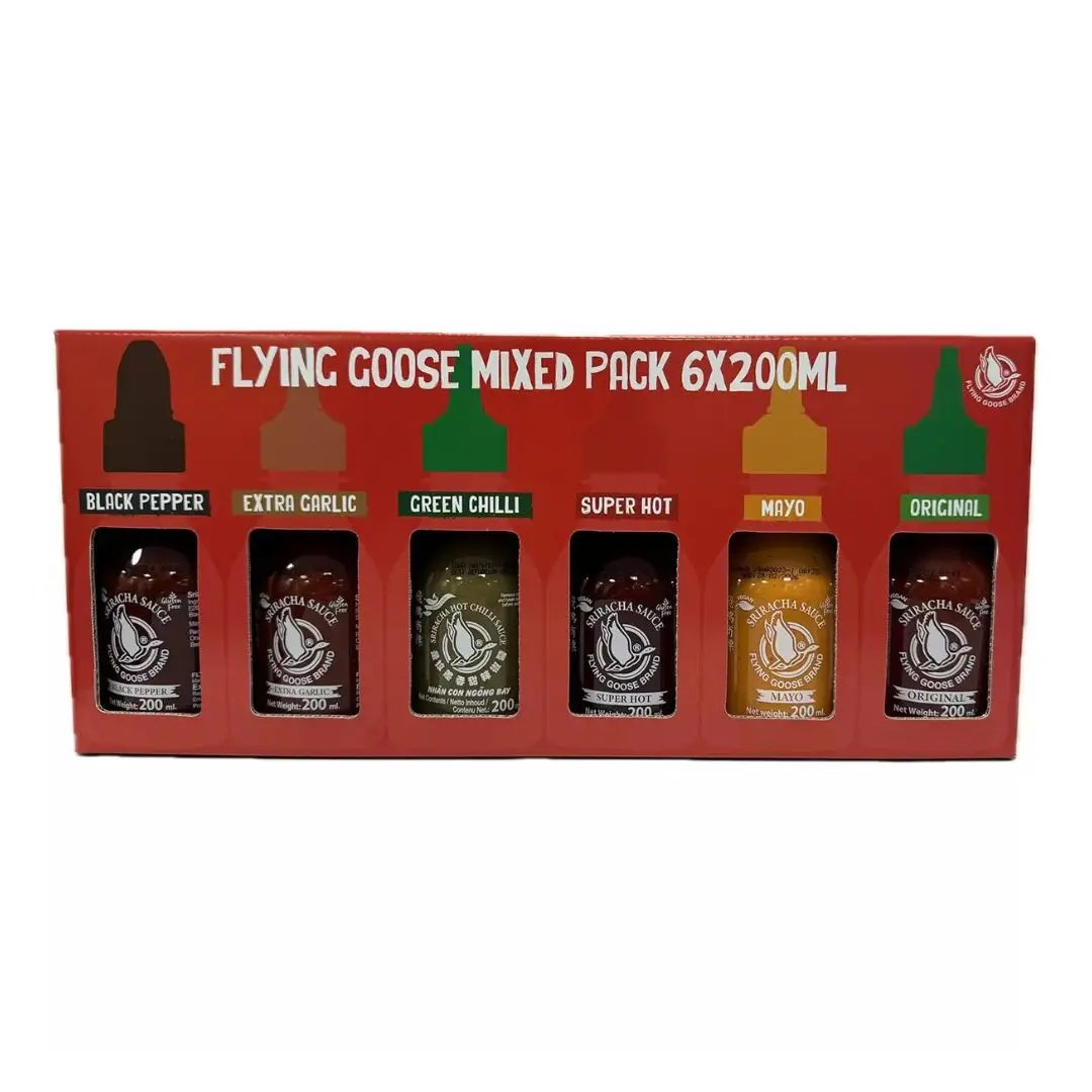 Flying Goose Sriracha Variety Pack (6 × 200 ml) – Vegan & Gluten-Free Flying Goose