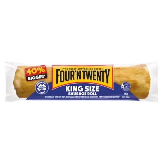 Four’n Twenty King-Size Sausage Roll — 180g of 100% Aussie Meat in Golden Pastry Four N Twenty