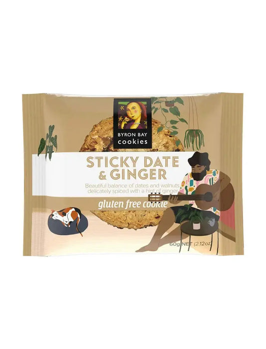 Byron Bay Gluten‑Free Sticky Date & Ginger Cookie – 60 g Individually Wrapped Byron Bay Cookies