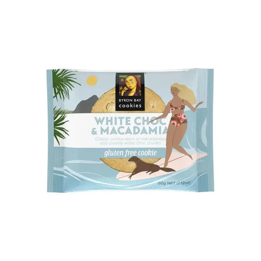 Byron Bay Gluten‑Free White Choc Macadamia Café Cookie – 60 g Wrapped Byron Bay Cookies