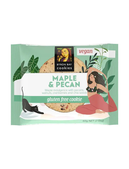Byron Bay Vegan & Gluten-Free Maple & Pecan Cookie – 60 g Wrapped Byron Bay Cookies