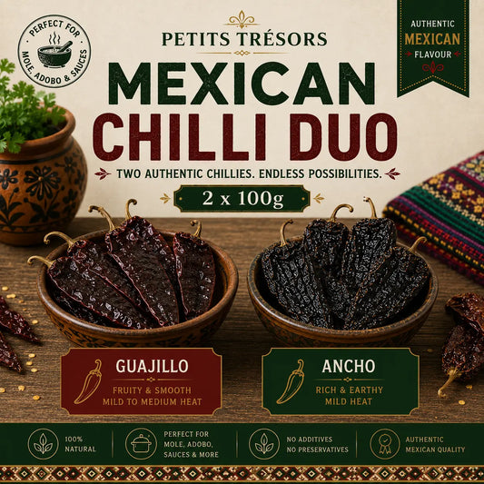 Guajillo and Ancho Chillies Bundle 2 x 100g – Deep Flavour, Mild Heat, Authentic Mexican Taste - Petits Tresors