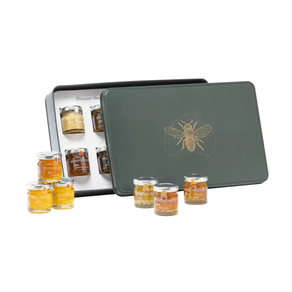 Australian Honey Sampler Tin – 10 Mini Jars (40g & 45g) with Tasting Experience Beechworth Honey
