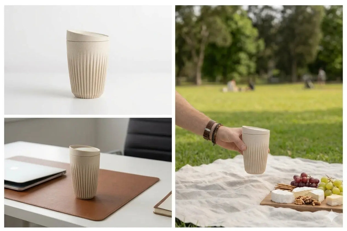 HuskeeOriginal Cup with Lid 12oz (354ml) – Natural (Unboxed)
