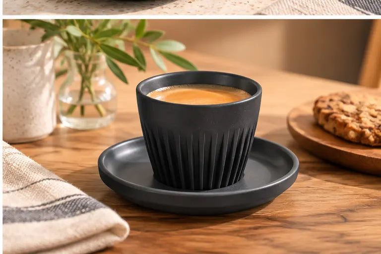 HuskeeOriginal 3oz Espresso Cup & Saucer Set – Charcoal