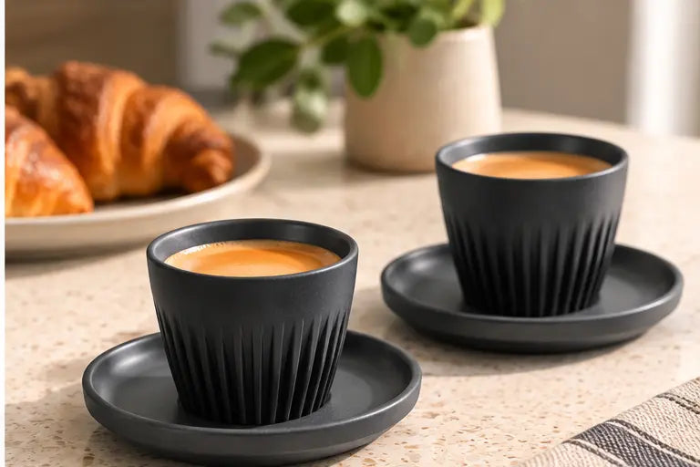 HuskeeOriginal 3oz Espresso Cup & Saucer Set – Charcoal
