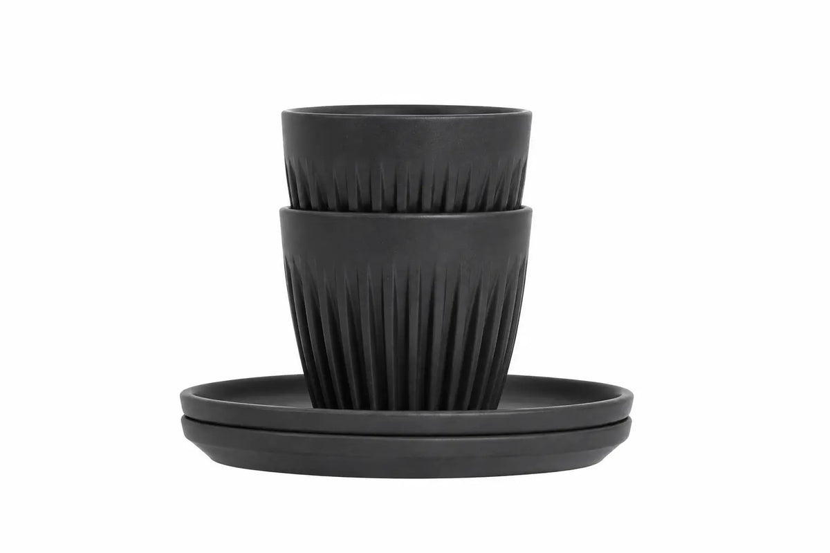 HuskeeOriginal 3oz Espresso Cup & Saucer Set – Charcoal
