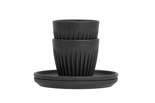 HuskeeOriginal 3oz Espresso Cup & Saucer Set – Charcoal