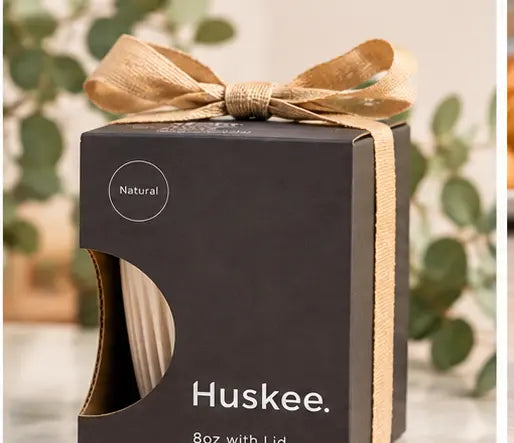 HuskeeOriginal | Reusable Coffee Cup with Lid 8oz 236ml Natural
