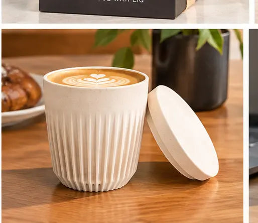 HuskeeOriginal | Reusable Coffee Cup with Lid 8oz 236ml Natural